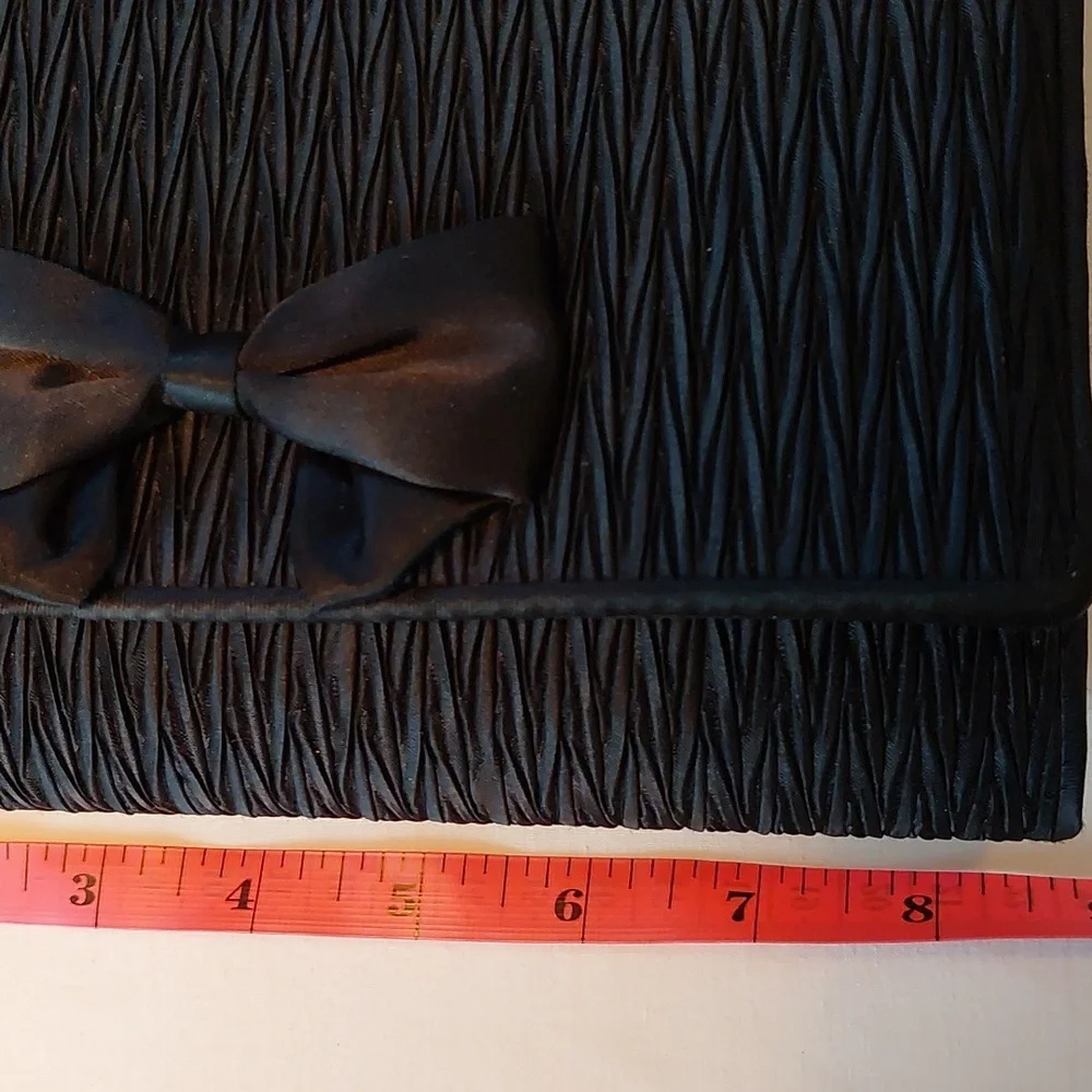 Vintage Carla Marchi Black Evening Clutch Bag with Cord Strap EUC